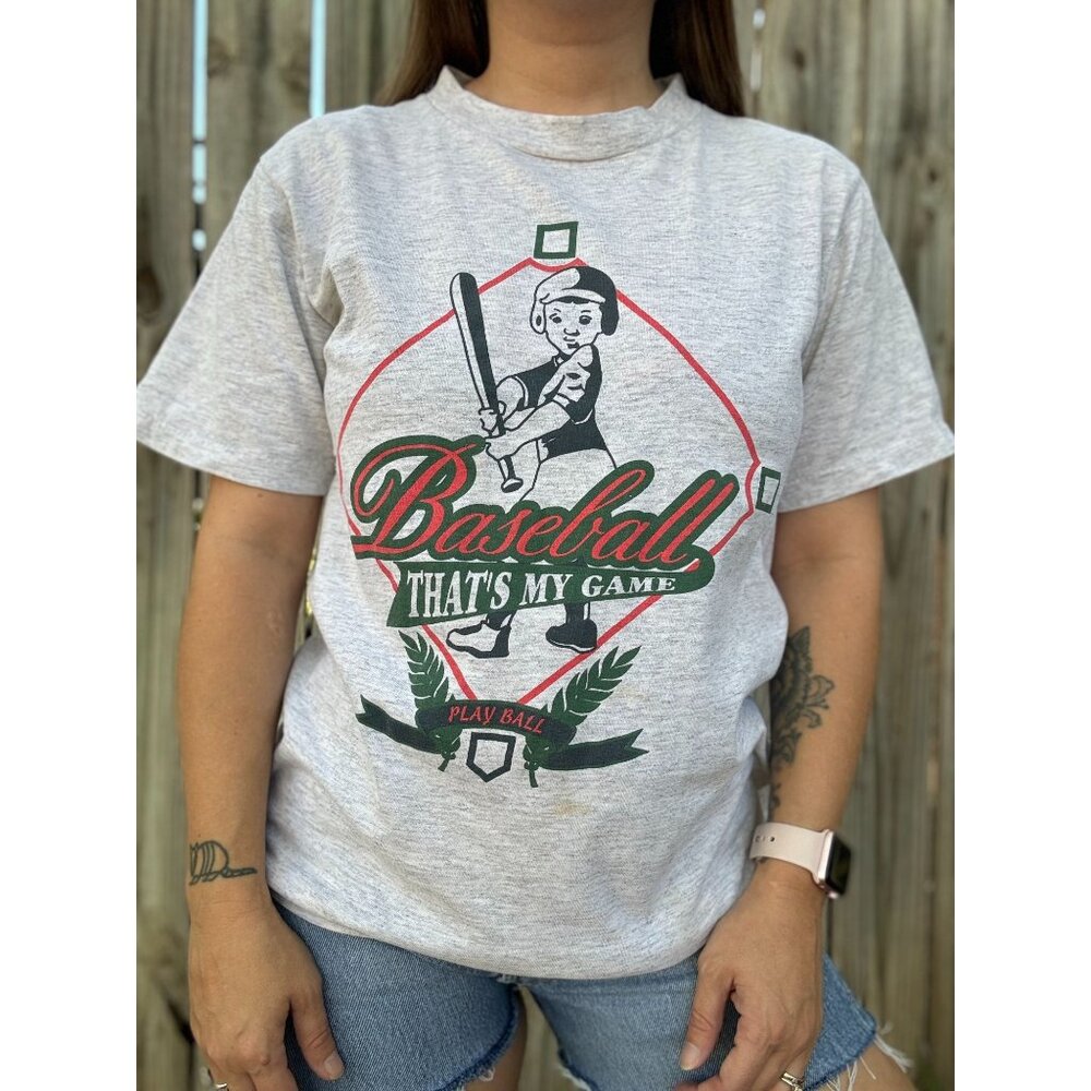 Vintage 90's Baseball That's My Game Single Stitch Graphic Tee T-Shirt Small